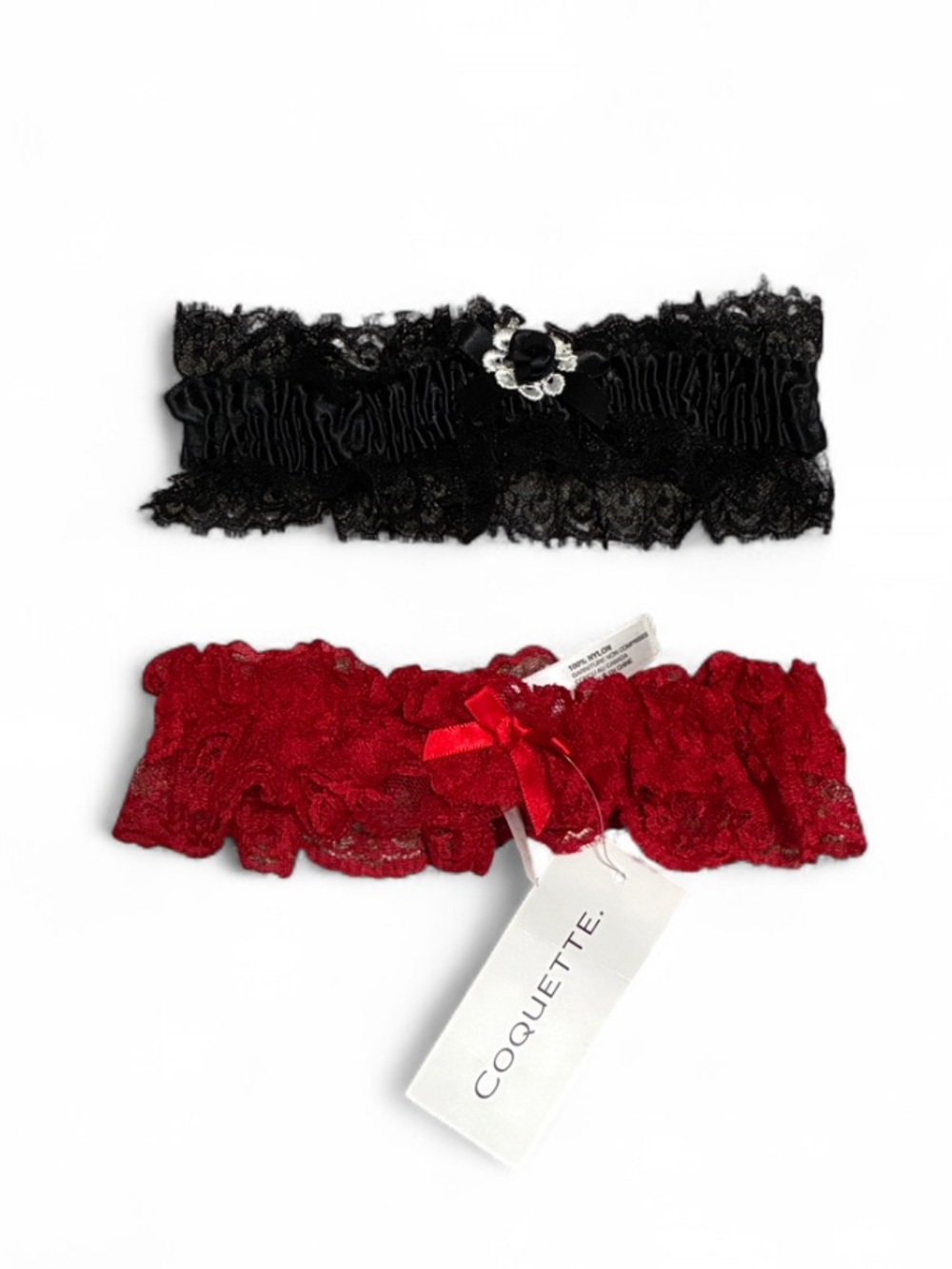 Black Red Lace Garter Set